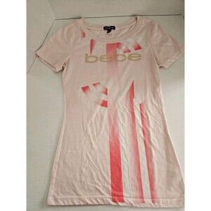 Bebe Fitted Tee Shirt With Golden Logo Size S